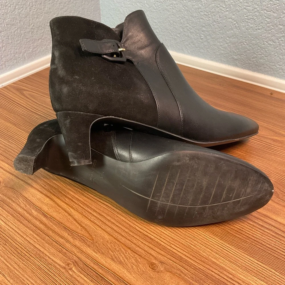 Cole Haan Black Ankle Boots with Buckle Detail size 10